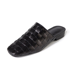 Eve Woven Leather Mules in Black NEW GEW