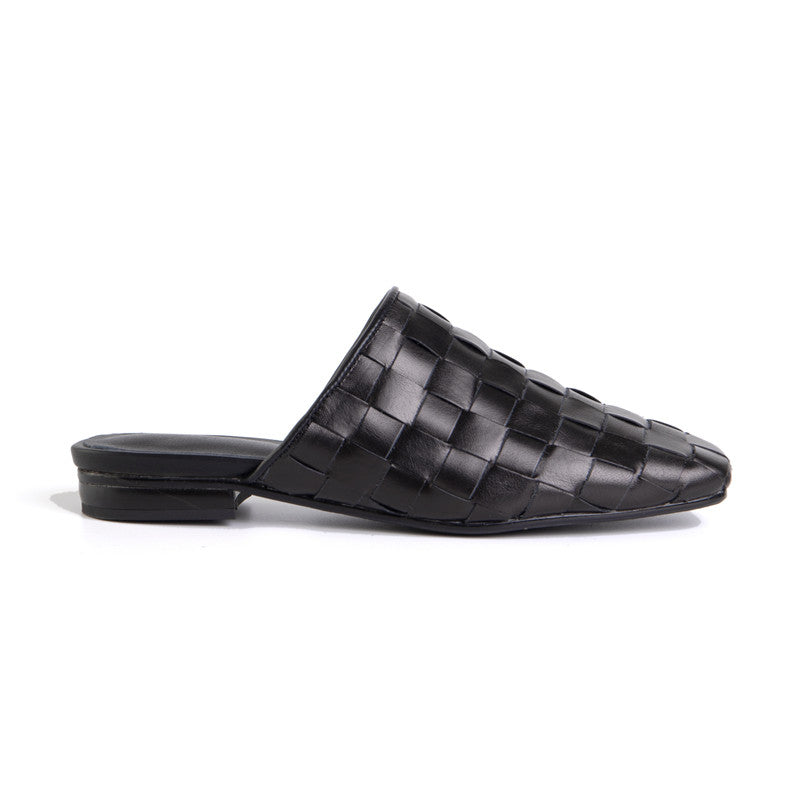 Eve Woven Leather Mules in Black NEW GEW