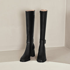 Iyla Black Knee High Buckle Boots newgew