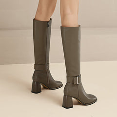 Ivana Grey Knee High Boots Leather newgew