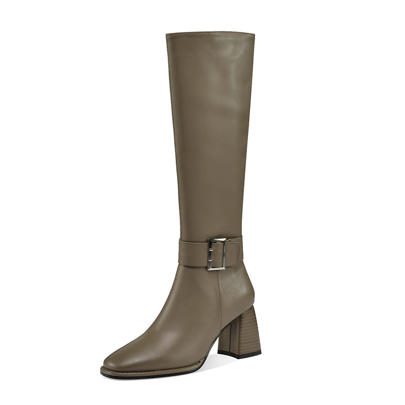 Ivana Grey Knee High Boots Leather newgew