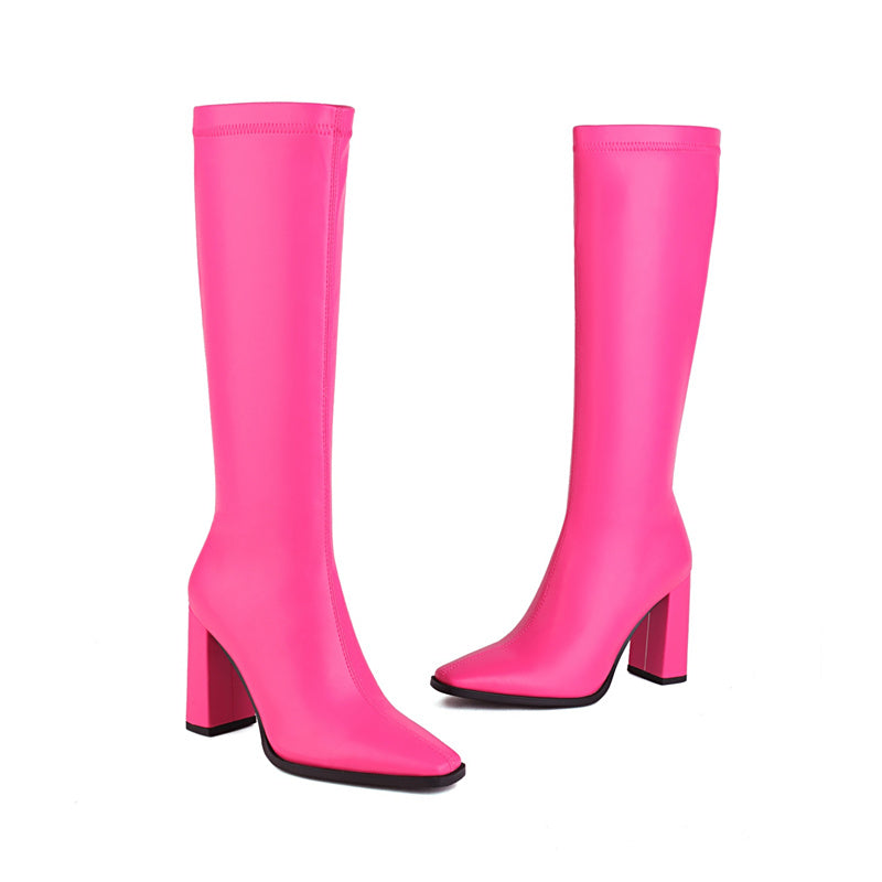 Gala Pink Knee High Boots Newgew