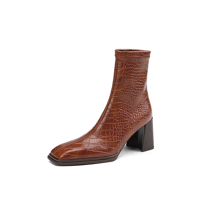 Novah Brown Crocodile Boots Newgew