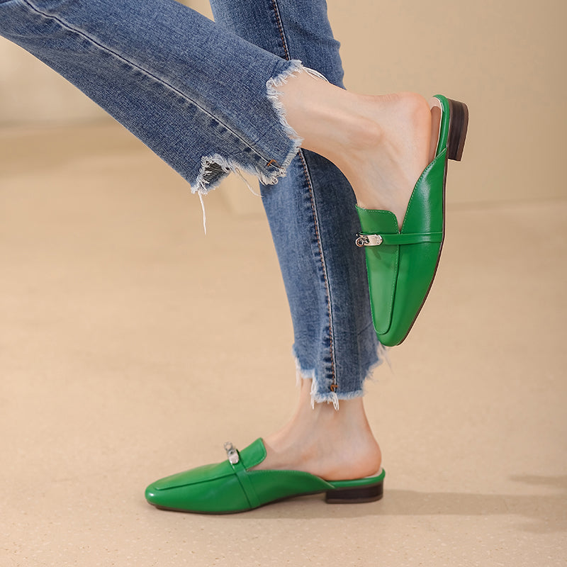 Erin Green Flat Mules NEW GEW