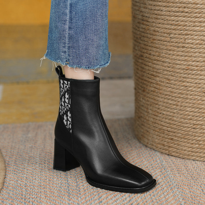 Cristina Handmade Square Toe Heeled Ankle Boots NEW GEW