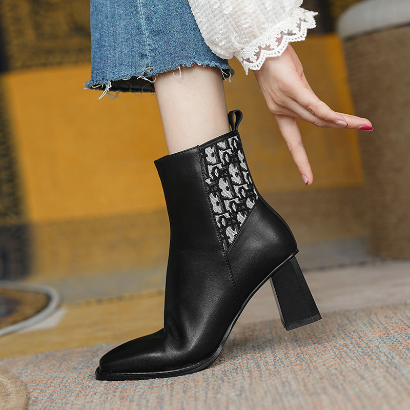 Cristina Handmade Square Toe Heeled Ankle Boots NEW GEW