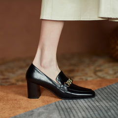 Ida Black Heel Loafers Newgew