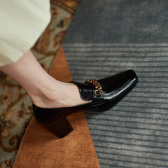 Ida Black Heel Loafers Newgew