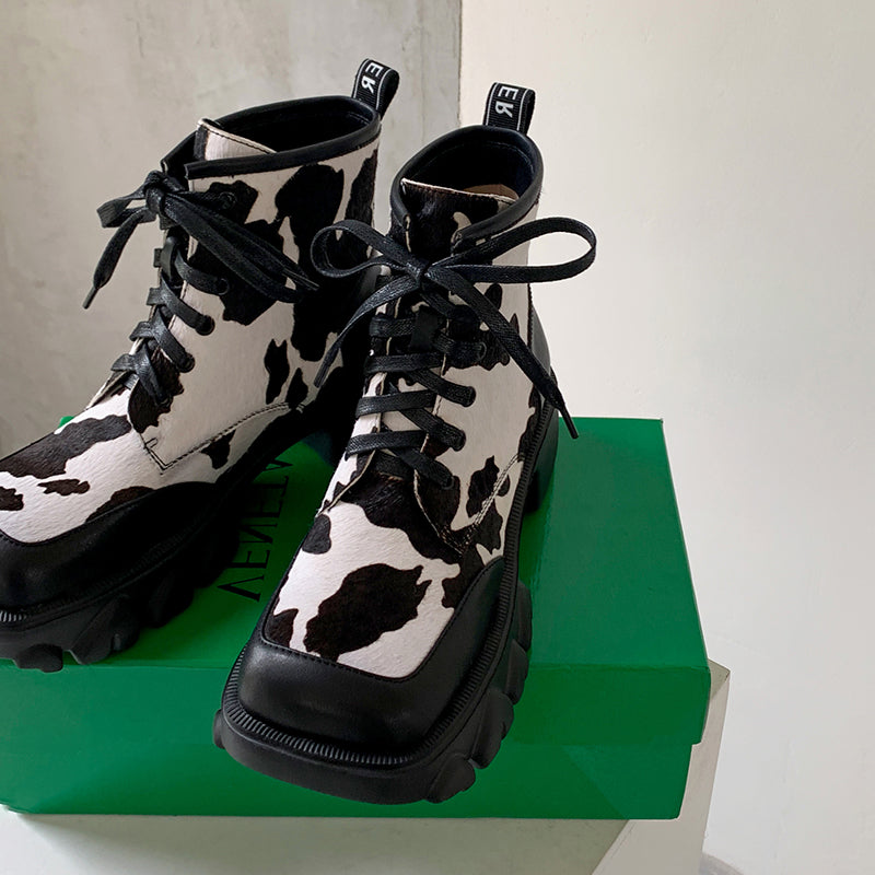 Nori Platform Cow Print Boots Newgew