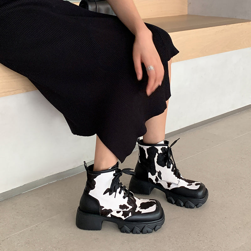 Nori Platform Cow Print Boots Newgew