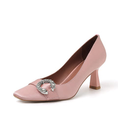 Greta Pink Satin Heels Newgew