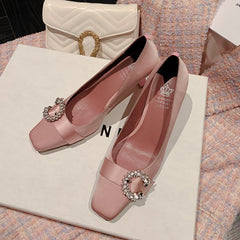 Greta Pink Satin Heels Newgew