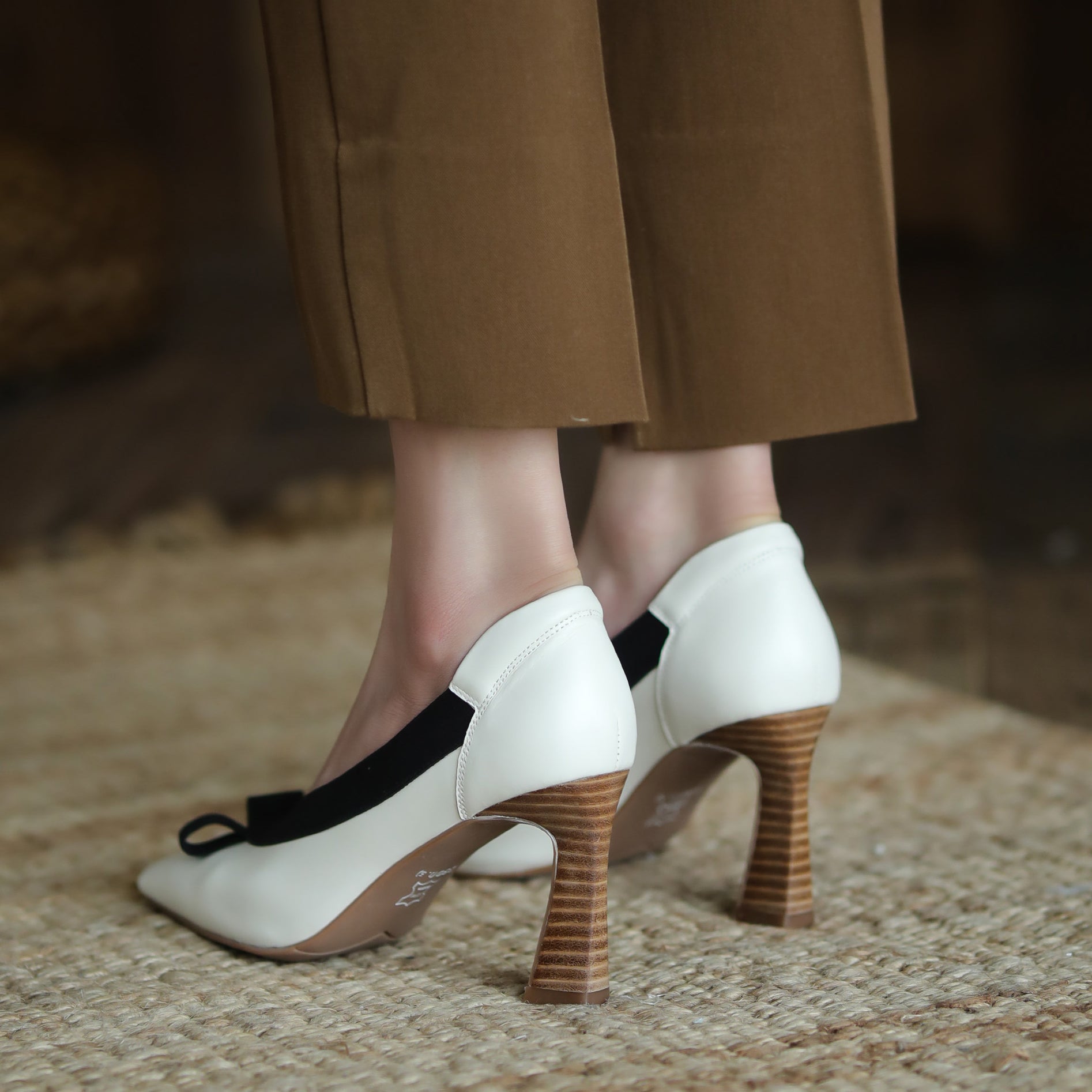 Giana white bow heels Newgew