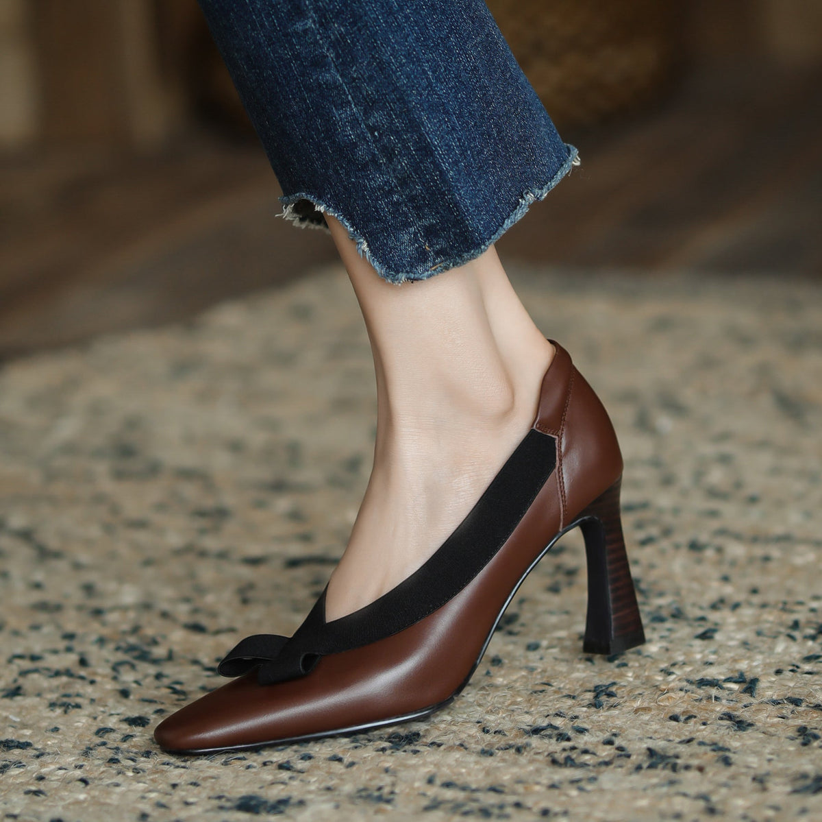 Giana Brown Leather Heels Newgew