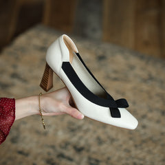 Giana white bow heels – Newgew