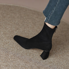 Mae Black Square Toe Sock Ankle Boots newgew