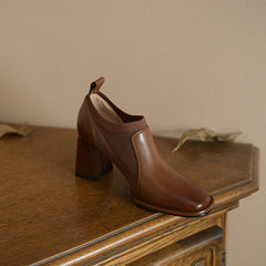 Ivy Brown Square Toe Heels newgew