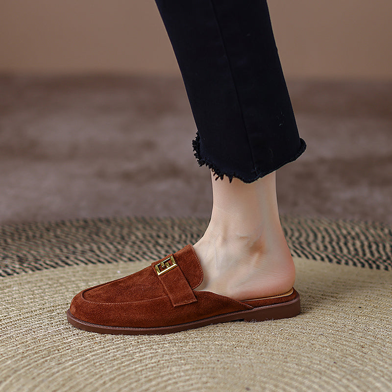 Denim Suede Flat Mules NEW GEW