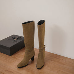 Nicole Suede Knee High Boots with Heels Newgew