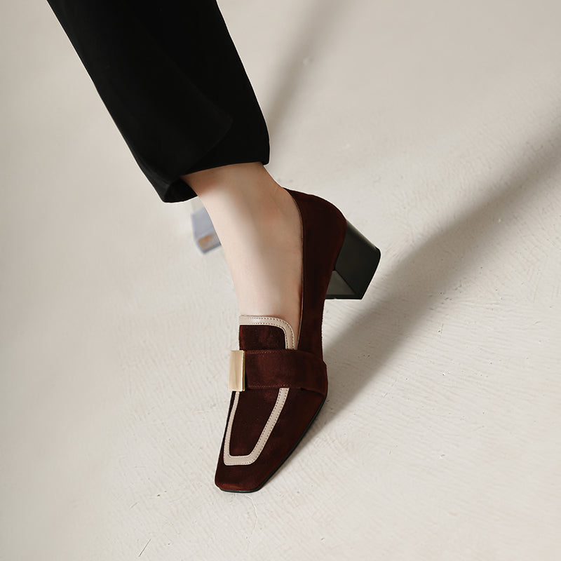 Indy Brown Suede Loafers with Heels