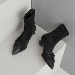 Isha Black Suede Pointed Toe Ankle Boots Newgew
