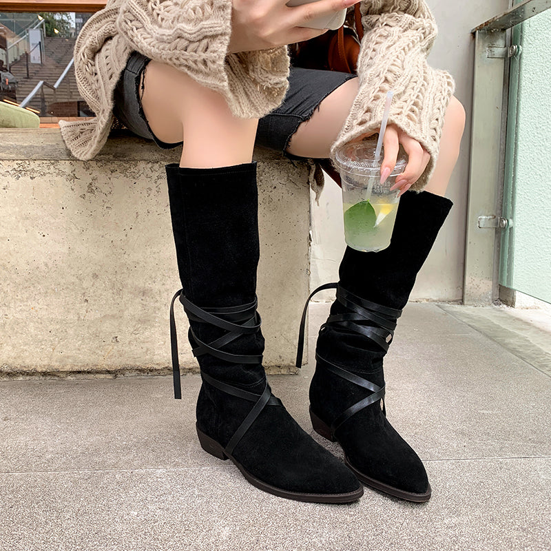 Mylah Suede Slouch Knee High Boots newgew