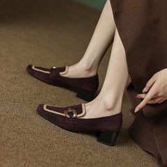 Isra Brown Suede Low Heel Loafers newgew