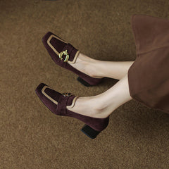 Isra Brown Suede Low Heel Loafers newgew