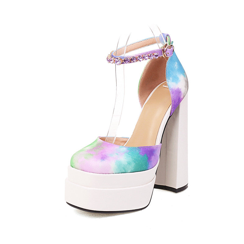 Wendi Tiedye Platform High Chunky Heels Newgew