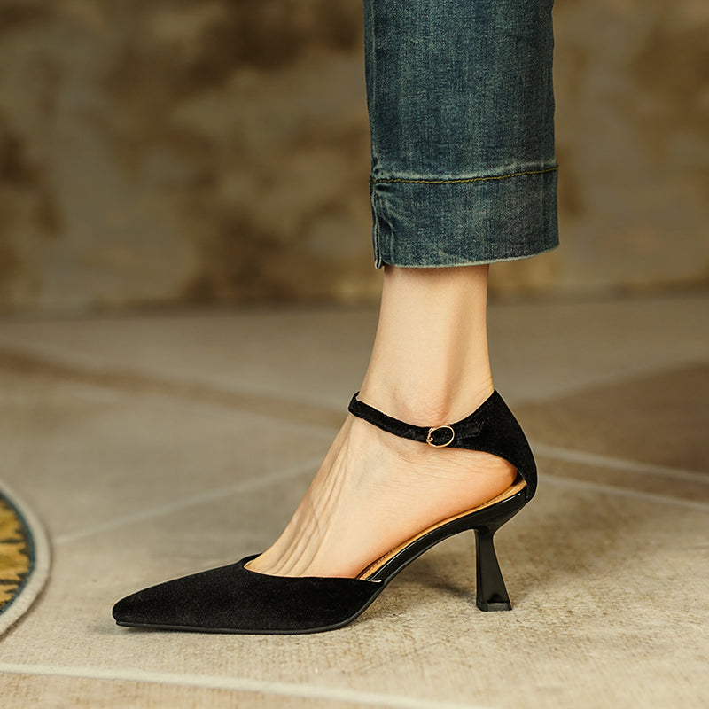 Freja Black Velvet Heels Newgew