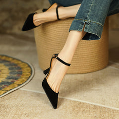 Freja Black Velvet Heels Newgew