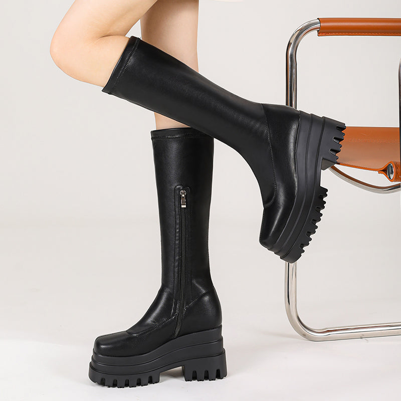 Nancy Black Platform Sock Boots newgew