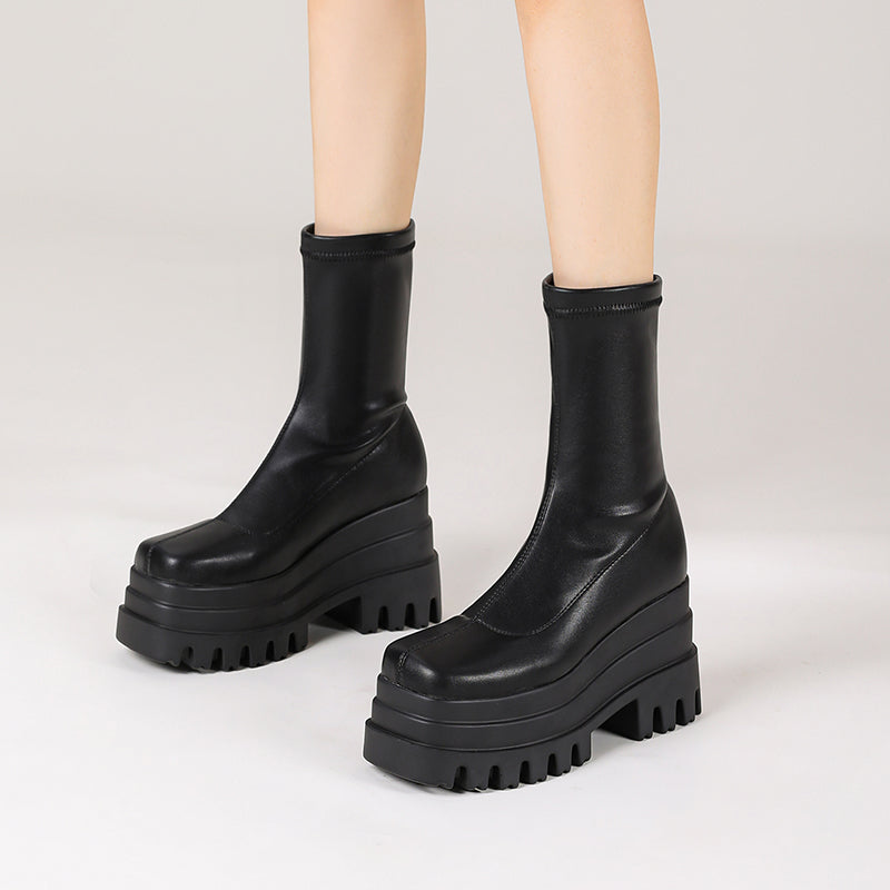 Nancy Black Platform Sock Boots newgew