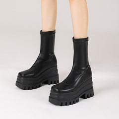 Nancy Black Platform Sock Boots newgew