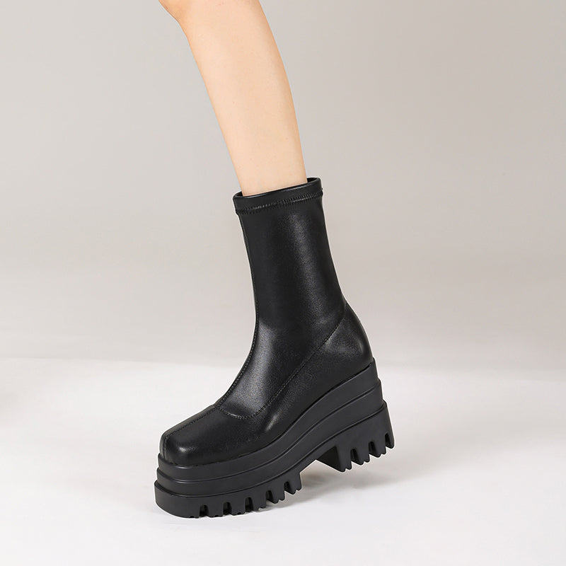 Nancy Black Platform Sock Boots newgew